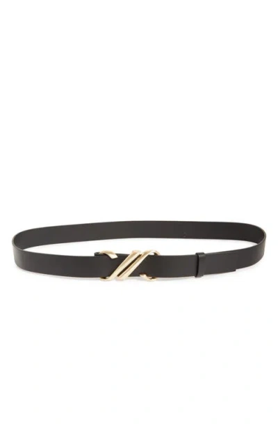 Proenza Schouler Monogram Buckle Leather Belt In Black