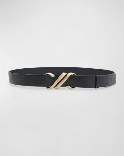 Proenza Schouler Monogram-plaque Leather Belt In Black