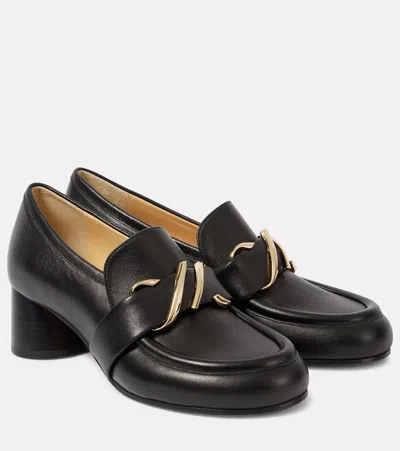 Proenza Schouler Monogram Leather Loafer Pumps In Black