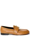 Proenza Schouler Monogram-plaque Embossed-leather Loafers In Brown
