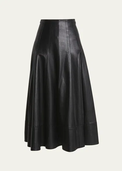 Proenza Schouler Moore Leather Midi Skirt In Black