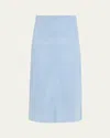 Proenza Schouler Nadia Pencil Suede Midi Skirt In Blue