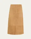 Proenza Schouler Nadia Pencil Suede Midi Skirt In Brown