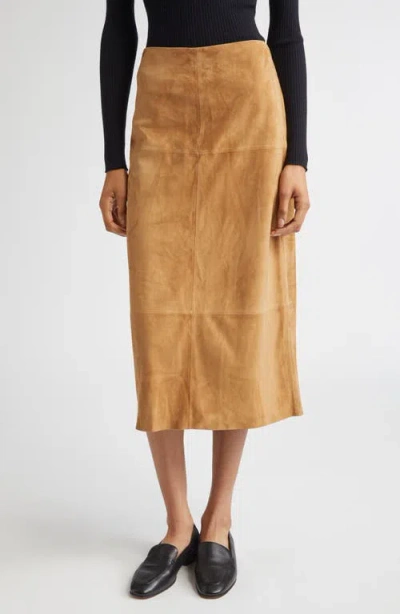 Proenza Schouler Nadia Suede Midi Skirt In Brown