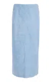 Proenza Schouler Nadia Suede Midi Skirt In Light Blue