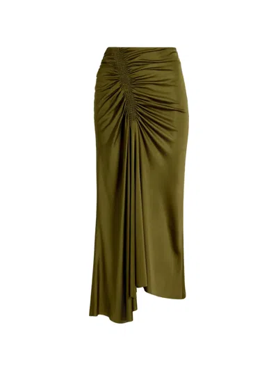 Proenza Schouler Naia Ruched Midi Skirt In Green