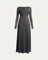 Proenza Schouler Nalani Deep V-neck Lacquered Viscose Maxi Dress In Slate