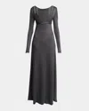 Proenza Schouler Nalani Deep V-neck Lacquered Viscose Maxi Dress In Slate