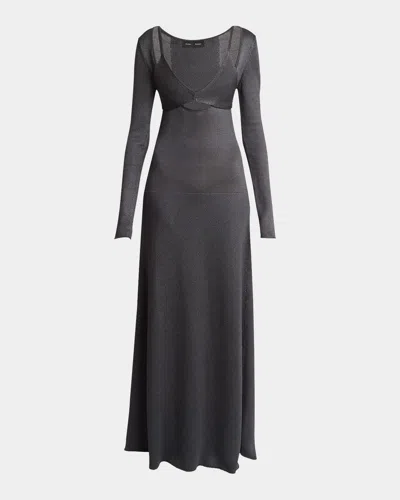 PROENZA SCHOULER NALANI DEEP V-NECK LACQUERED VISCOSE MAXI DRESS