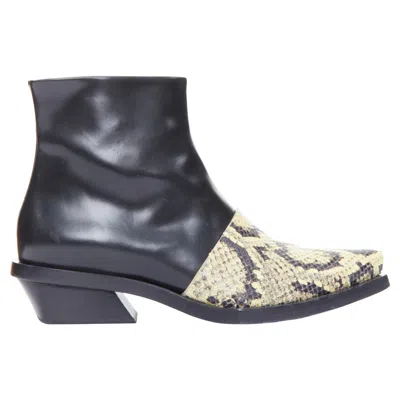 Pre-owned Proenza Schouler Natural Scaled Leather Black Cuban Ankle Boot Eu38