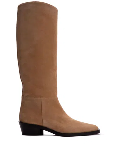 Proenza Schouler Neutral Bronco Suede Boots In Brown