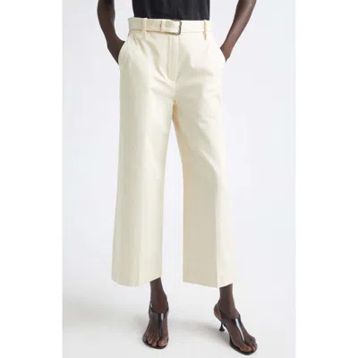 Proenza Schouler Nila Belted Cotton Drill Crop Straight Leg Pants In Neutral
