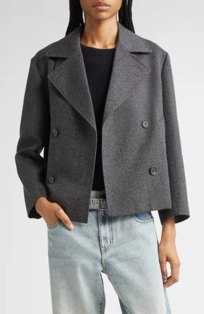 Proenza Schouler Nola Double Breasted Textured Suiting Jacket In Gray