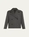 Proenza Schouler Nola Double Breasted Textured Suiting Jacket In Gray