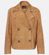Proenza Schouler Nola Double-breasted Suede Jacket In Brown
