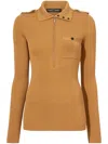 Proenza Schouler Norah Half Zip Rib Top In Brown