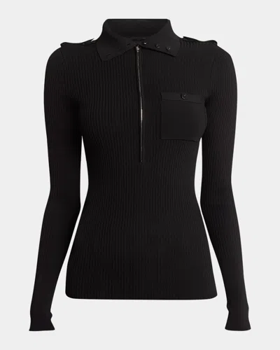 Proenza Schouler Norah Turtleneck Zip Knit Sweater In Black