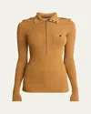 Proenza Schouler Norah Half Zip Rib Top In Dark Camel