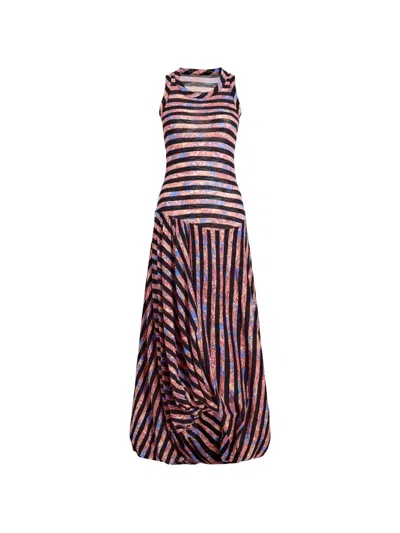 Proenza Schouler Nour Printed Tissue Jersey Dress Pink Multi