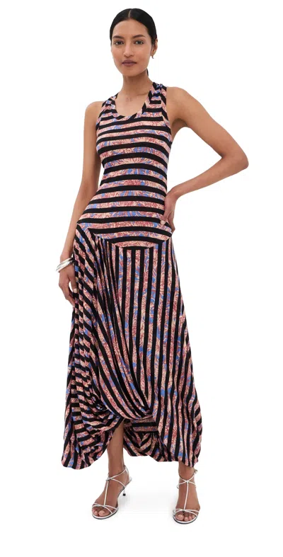 Proenza Schouler Nour Printed Tissue Jersey Dress Pink Multi