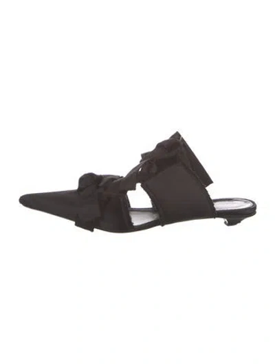 Pre-owned Proenza Schouler Nylon Bow Accents Mules In Brown