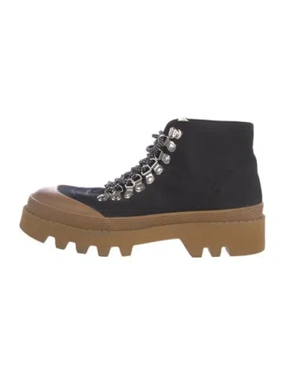 Pre-owned Proenza Schouler Nylon Colorblock Pattern Combat Boots In Black