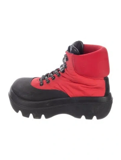 Pre-owned Proenza Schouler Nylon Colorblock Pattern Combat Boots In Multi