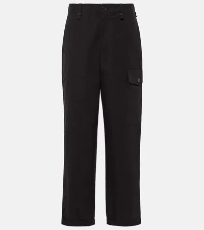 Proenza Schouler Octavia Cotton And Linen Straight Trousers In Black