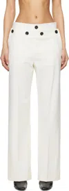 Proenza Schouler Oliver Button Straight-leg Wool Gabardine Pants In Off White