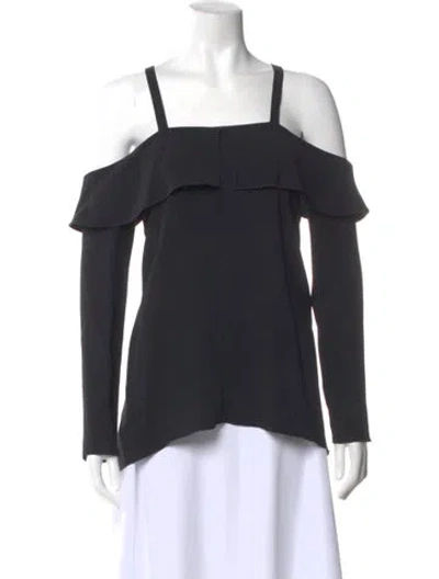 Pre-owned Proenza Schouler Off-the-shoulder Long Sleeve Blouse In Gray