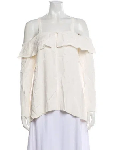 Pre-owned Proenza Schouler Off-the-shoulder Long Sleeve Blouse In Neutral