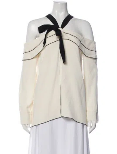 Pre-owned Proenza Schouler Off-the-shoulder Long Sleeve Blouse In Neutral