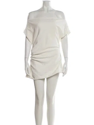 Pre-owned Proenza Schouler Off-the-shoulder Mini Dress In White