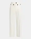 Proenza Schouler Oliver Button Straight-leg Wool Gabardine Pants In Off White