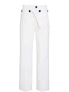Proenza Schouler Oliver Button Straight-leg Wool Gabardine Pants In 白色
