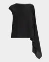 Shop Proenza Schouler Ondine Buttoned Shoulder-drape Top In Black