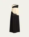 Proenza Schouler Ophelia Printed Strapless Marocaine Dress In Black Multi