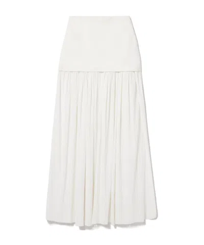 Proenza Schouler Paige Pleated Midi Skirt In White