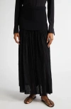 Proenza Schouler Paige Pleated Crepon And Stretch-knit Maxi Skirt In Black