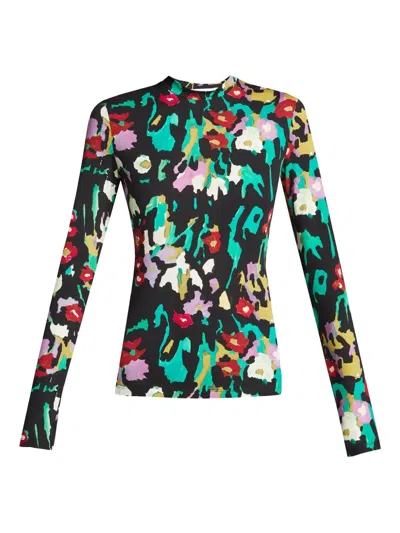 Proenza Schouler Painted Floral Turtleneck Top In Multi