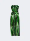 Proenza Schouler Painted Stripe Strapless Dress In Green