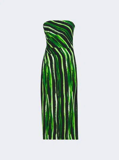 Proenza Schouler Painted Stripe Strapless Dress In Green