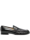 Proenza Schouler Park Embellished Glossed Textured-leather Loafers In 黑色