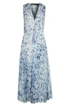 Proenza Schouler Pat Dress In Printed Crinkle Chiffon Sky Blue Multi In Blue