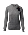 PROENZA SCHOULER PATCH SWEATER IN GREY WOOL