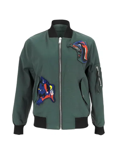 Pre-owned Proenza Schouler Patched Bomber Jacket In Green