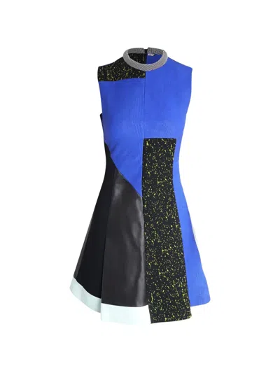 Pre-owned Proenza Schouler Patchwork Mini Dress In Blue