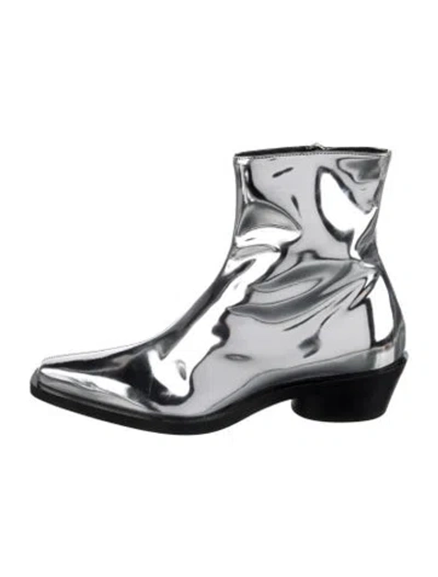 Pre-owned Proenza Schouler Patent Leather Boots In Metallic/silver