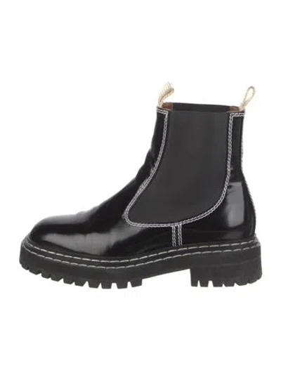 Pre-owned Proenza Schouler Patent Leather Chelsea Boots In Black