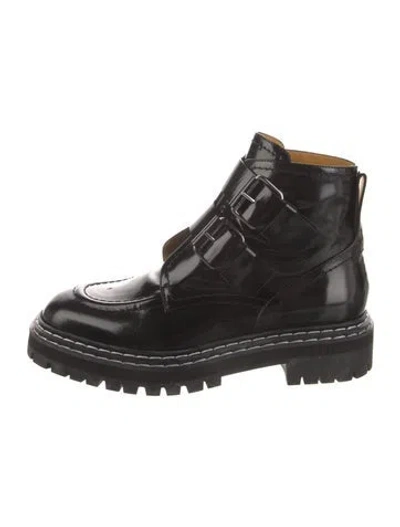 Pre-owned Proenza Schouler Patent Leather Combat Boots In Black